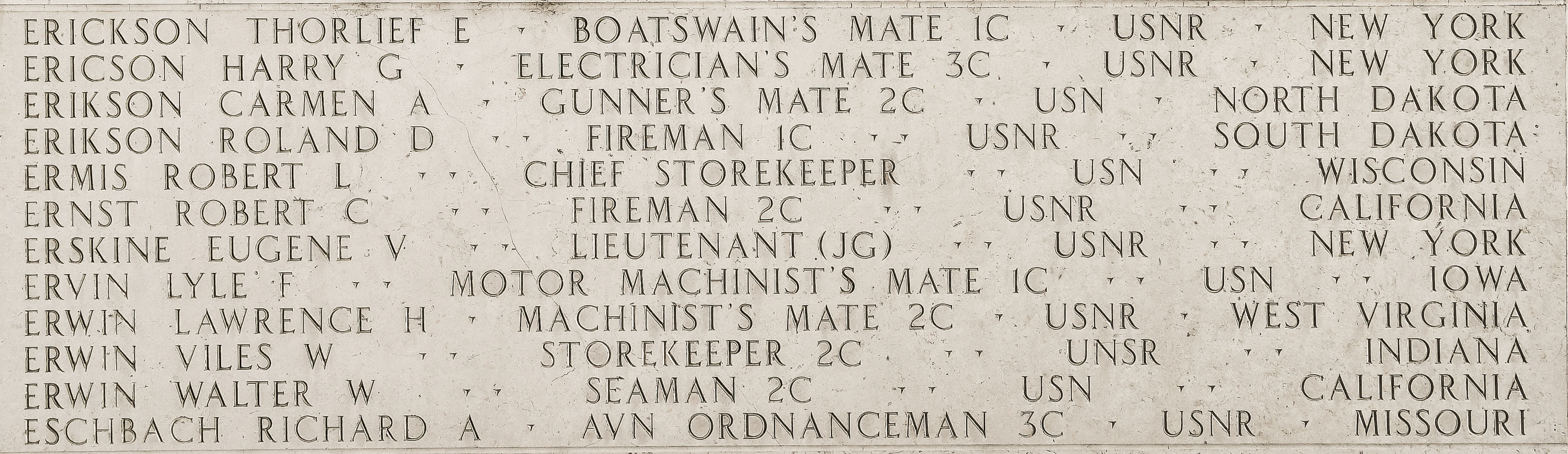 Thorlief E. Erickson, Boatswain's Mate First Class